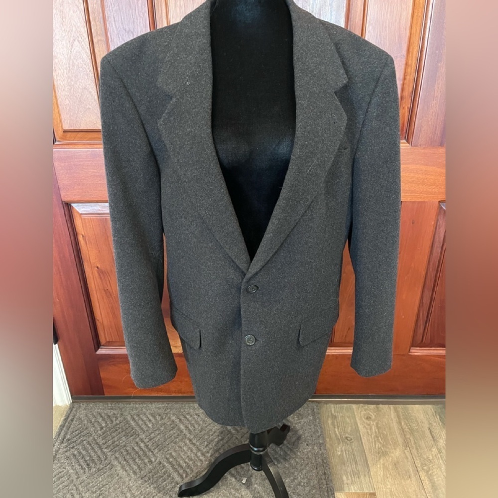 Bloomingdales Horizon Charcoal Gray Cashmere Blend Blazer Jacket, Men's SZ 40R